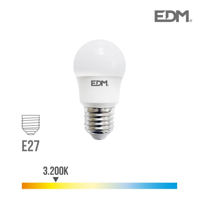 Bombilla esferica led e27 8.5w 940 lm 3200k luz calida edm