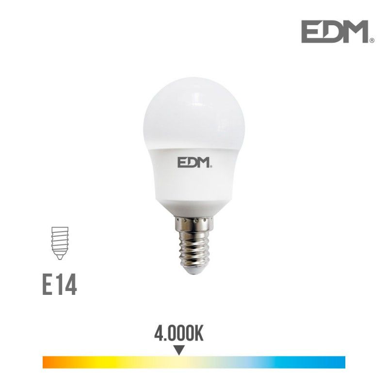 Bombilla esferica led e14 8.5w 940 lm 4000k luz dia edm