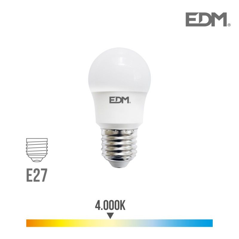 Bombilla esferica led e27 8.5w 940 lm 4000k luz dia edm