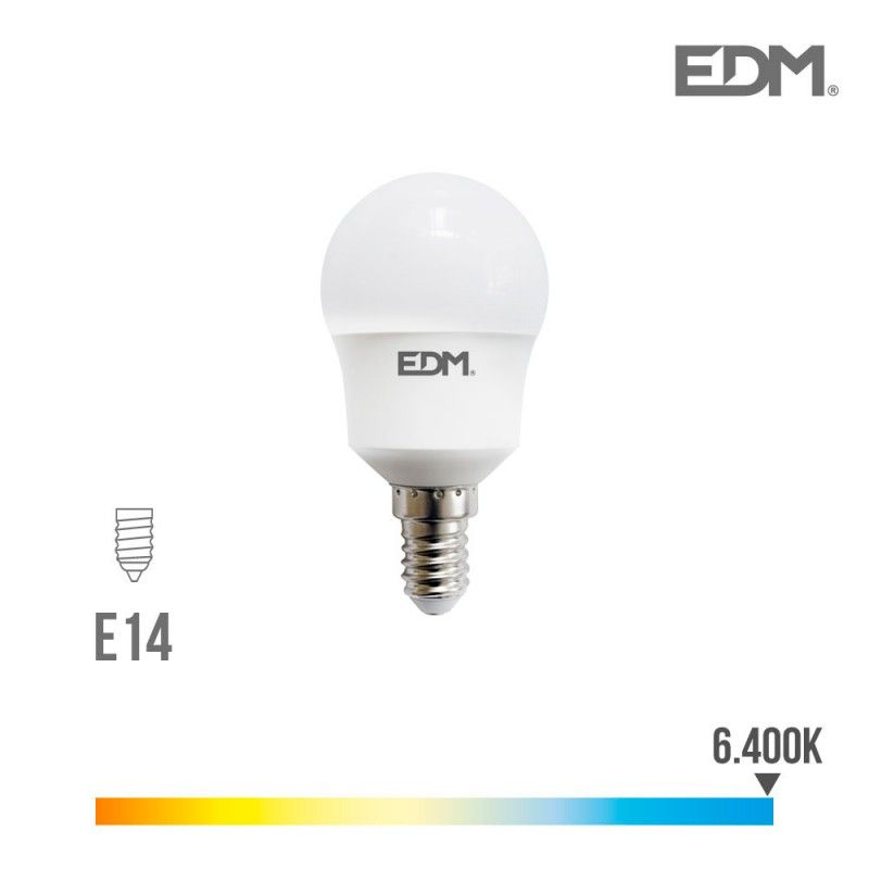 Bombilla esferica led e14 8.5w 940 lm 6400k luz fria edm