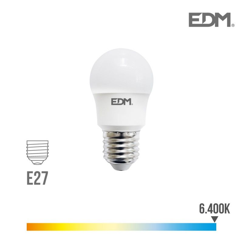 Bombilla esferica led e27 8.5w 940 lm 6400k luz fria edm