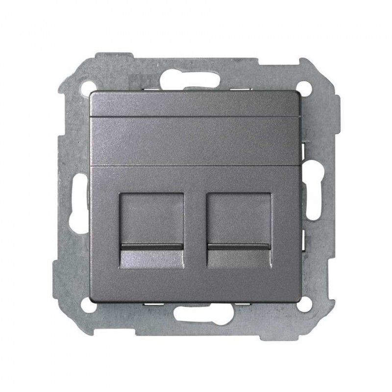 Assiette plate universelle V & D c / g poudre pour 2 RJ45 Simon 82 titane SIMON 8200006-096