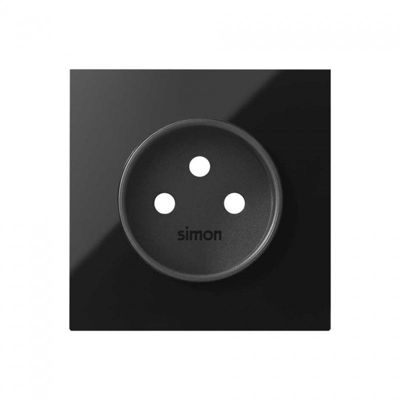 Simon 100 Bright black French plug cover 10000068-138