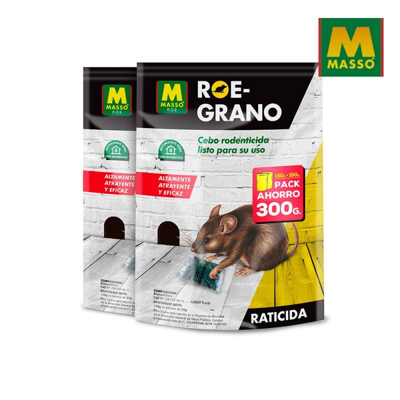 Raticida roe-grano 150gr+150gr. massó