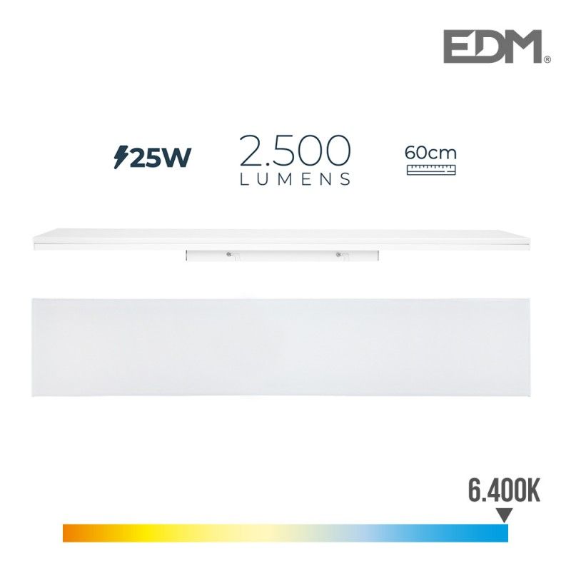 Regleta led 25w 60cm 6400k luz fria 2500 lm edm