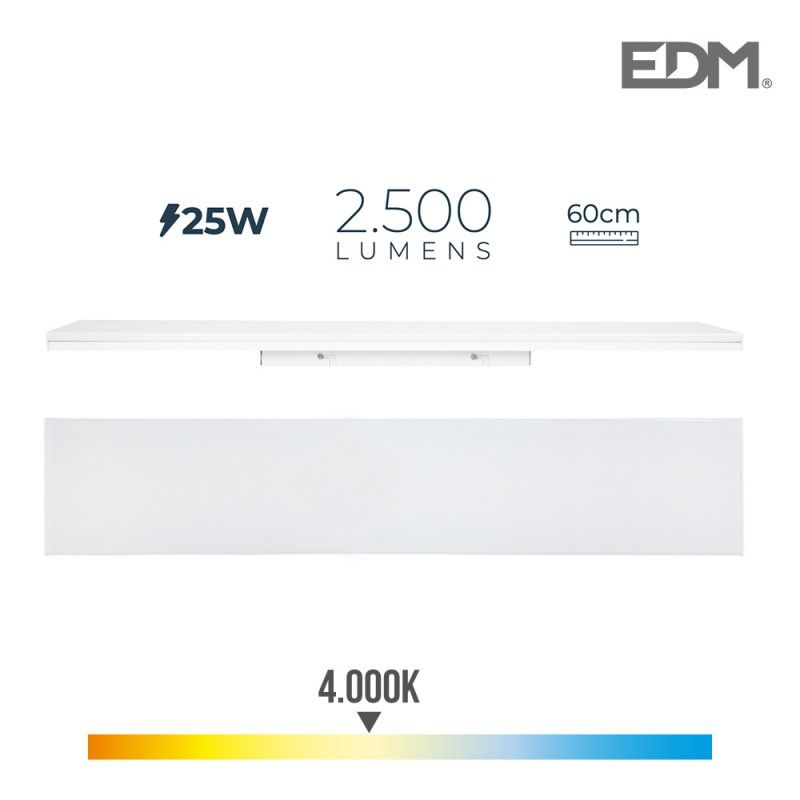 Regleta led 25w 60cm 4000k luz dia 2500 lm edm