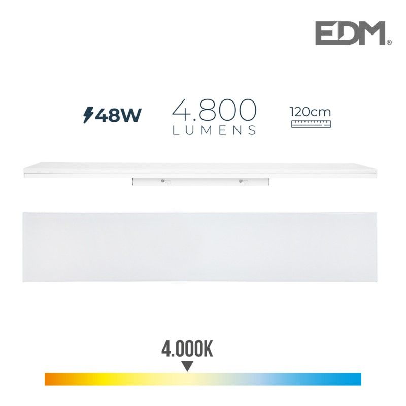 Regleta led 48w 120cm 4000k luz dia 4800 lm edm