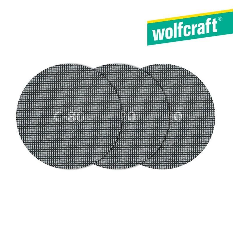 Pack 5 tejidos de rejilla adherentes carburo de silicio grano 80,120,220  ø125 mm wolfcraft