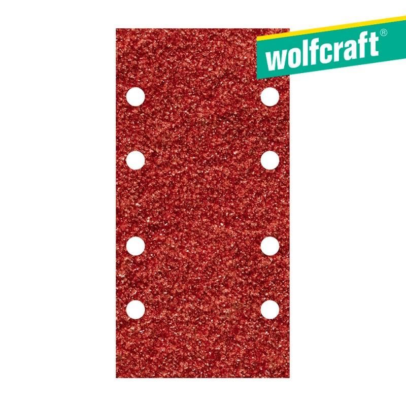 Pack 10 hojas de lijar adhesivas , corindón grano 120 perforadas 93x185mm wolfcraft