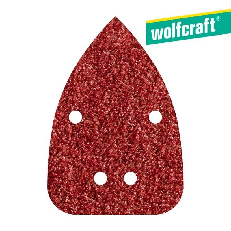 Folhas de lixa adesivas Wolfcraft Corindo 80 grão perfurado - 96x136mm (pacote 10) (1757000)