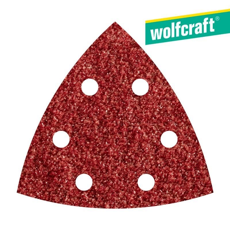 Folhas abrasivas adesivas Wolfcraft Corindo Grão 80 Delta - 95 mm (pacote 5) (1852000)