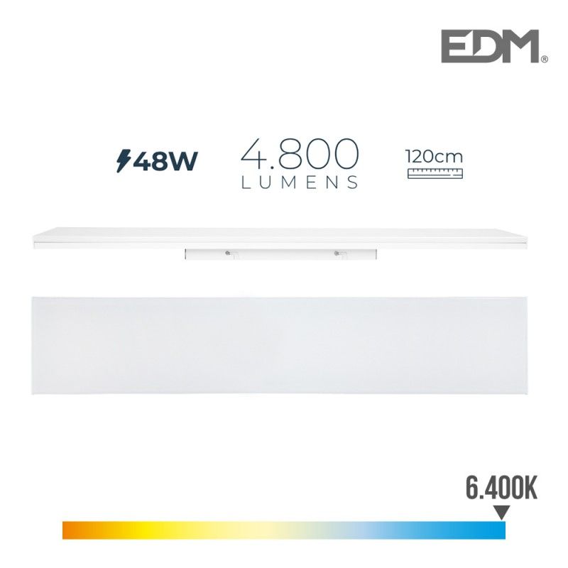 Regleta led 48w 120cm 6400k luz fria 4800 lm edm