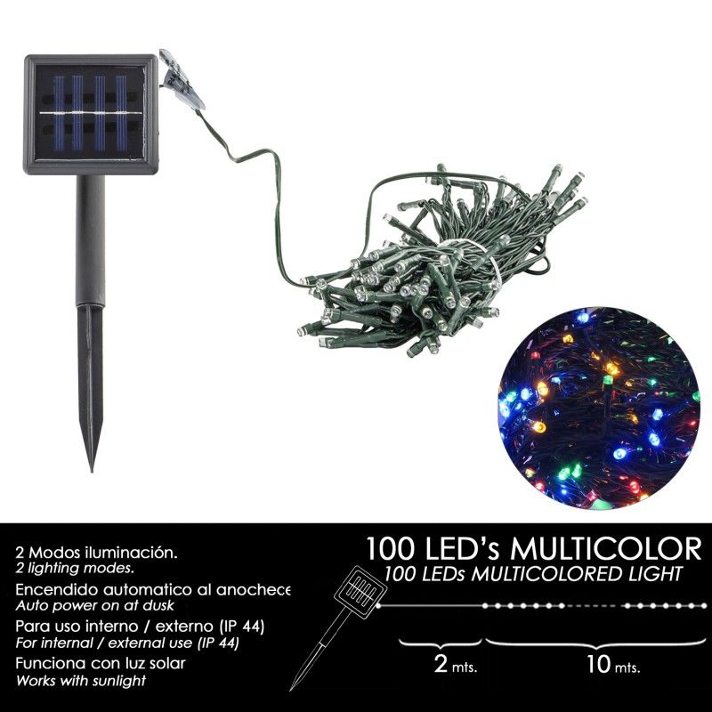 Luces Navidad Solar 100 Leds Multicolor Interior / Exterior (IP44) AFT 05490120