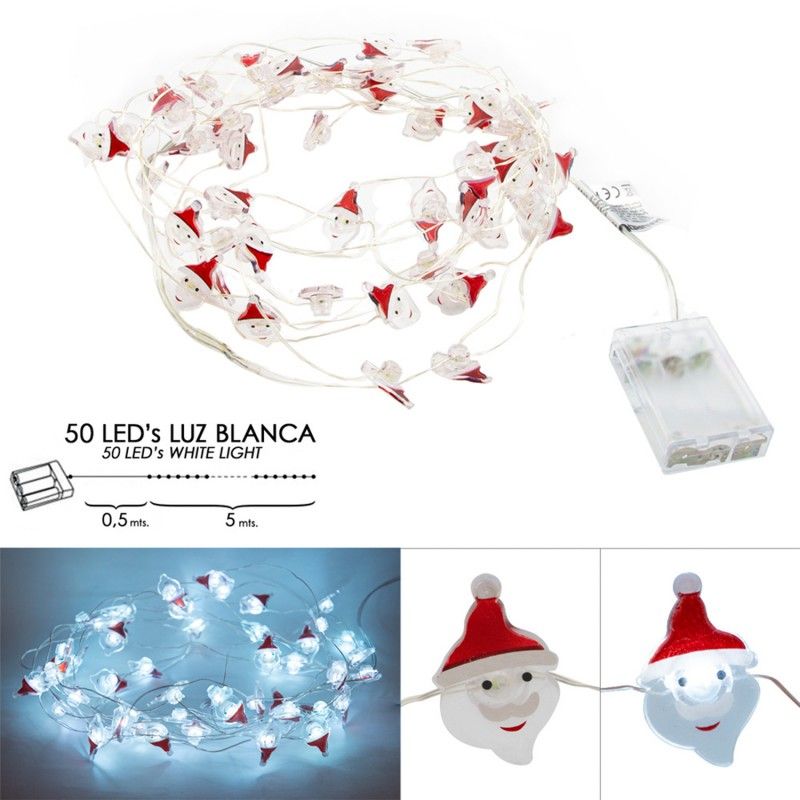 Luces Navidad A Pilas 50 Leds Papa Noel AFT 05490125