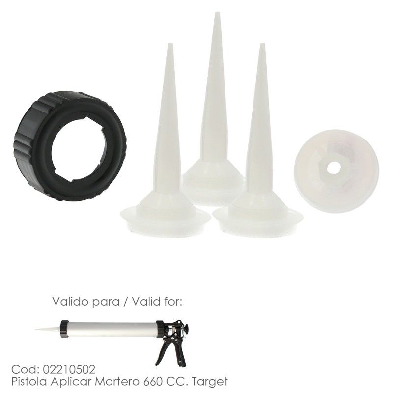 Set Accesorios para Pistola Aluminio / Acero Aplicar Mortero 660 CC. Target 02210502 AFT 02320199