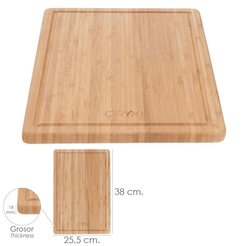 Tagliere da cucina in legno di bambù con scanalatura 38x25,5 cm.