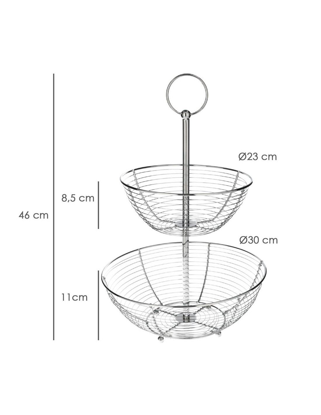 Frutero 2 Niveles, Acero Cromado, Doble Canasta De Rejilla, 45x29x8cm.. con  Ofertas en Carrefour