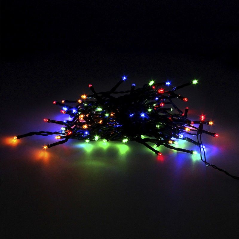 Luzes de Natal 100 Leds Multicolor IP44. Operação 3 pilhas AA (não incluídas)