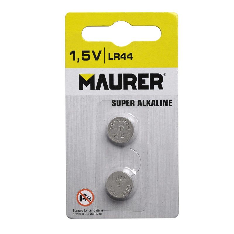 Bateria alcalina tipo botão Maurer LR44 (2 peças)