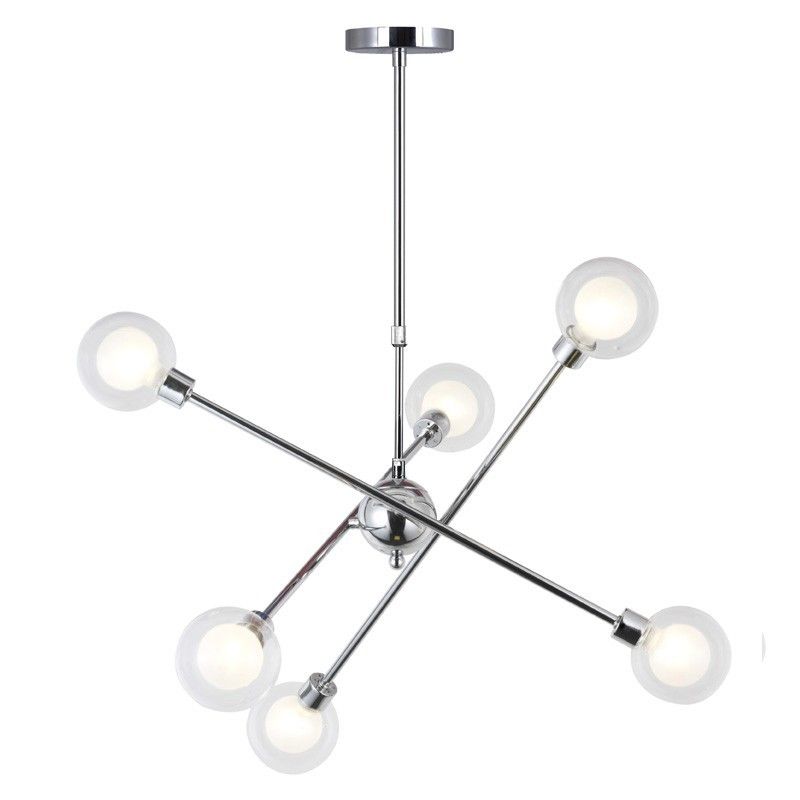 LAMPARA GLOBO 6 LUCES CROMO