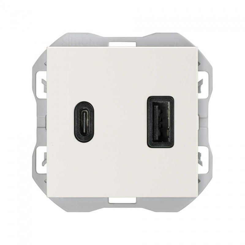SIMON 270 | Cargador USB doble A + C 3,1A Quickcharge blanco 20000296-090