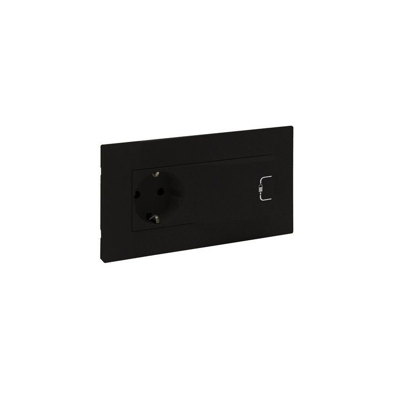 Base de corriente 2P+T con cargador USB A Niloé Step, semi-empotrada, 250V, negro mate LEGRAND 864523