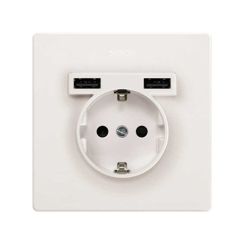 SIMÃO 270 | Kit monobloco Schuko + 2 carregadores USB com 1 elemento 27190610-090