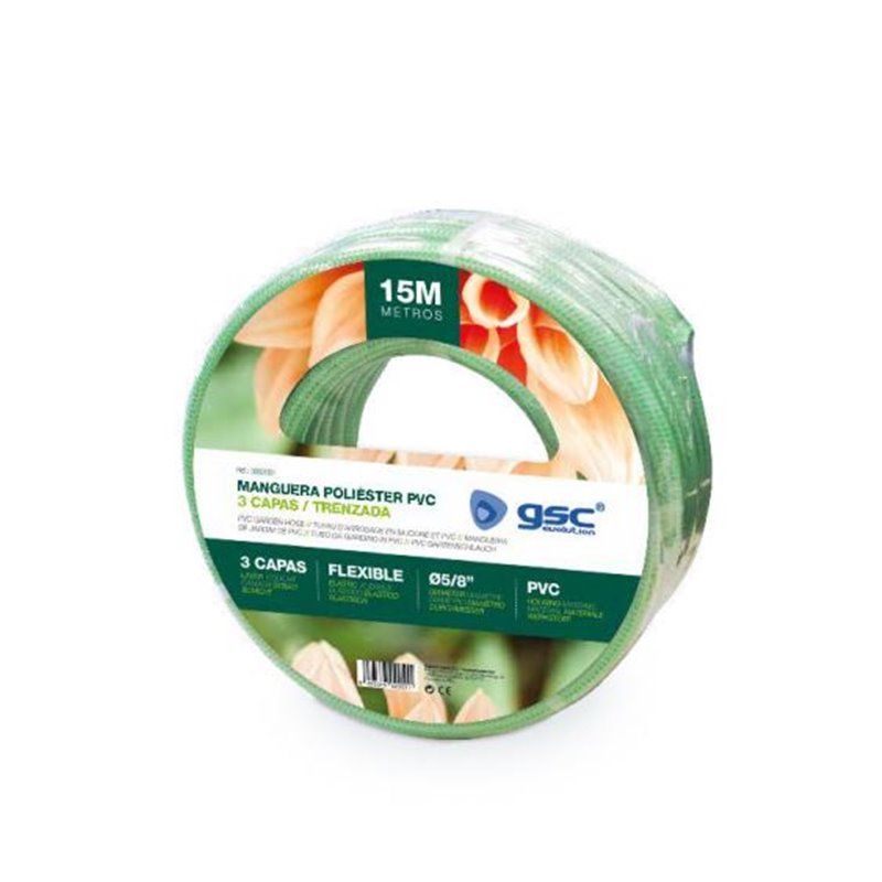 Mangueira PVC 15M Ø5/8" (15mm) 3 camadas anti-torção GSC 003602051