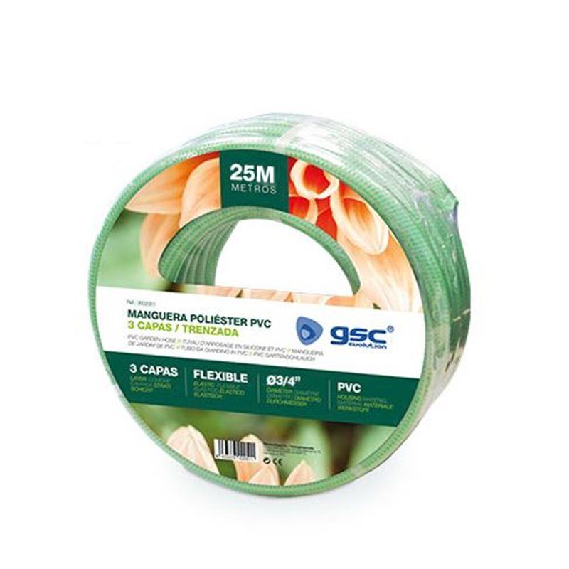 Mangueira PVC 25M Ø3/4" (19mm) 3 camadas anti-torção GSC 003602053