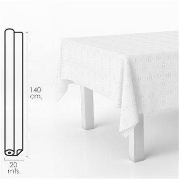 Mantel Hule Muleton Rectangular Blanco Impermeable Antimanchas PVC 140x250  cm. Recortable Uso Interior y Exterior ORYX