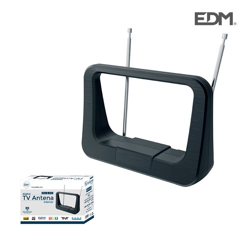 Antena interna UHF TV EDM série clássica 170x120x60mm de 470-862 megahertz