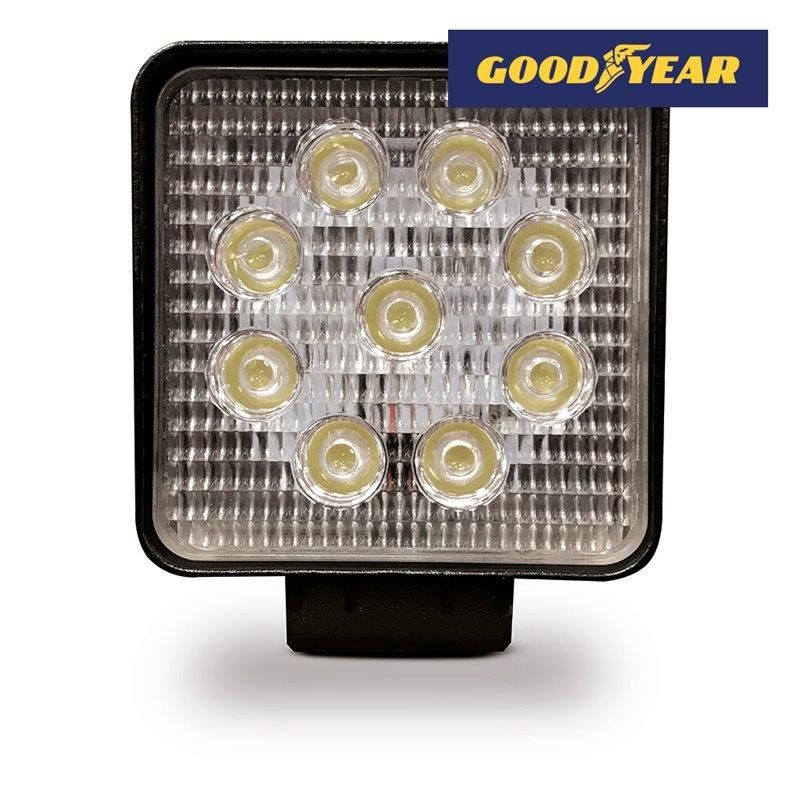 Luz de trabalho quadrada 9 LEDs 27w 10-80v 2150lm 60º GOODYEAR