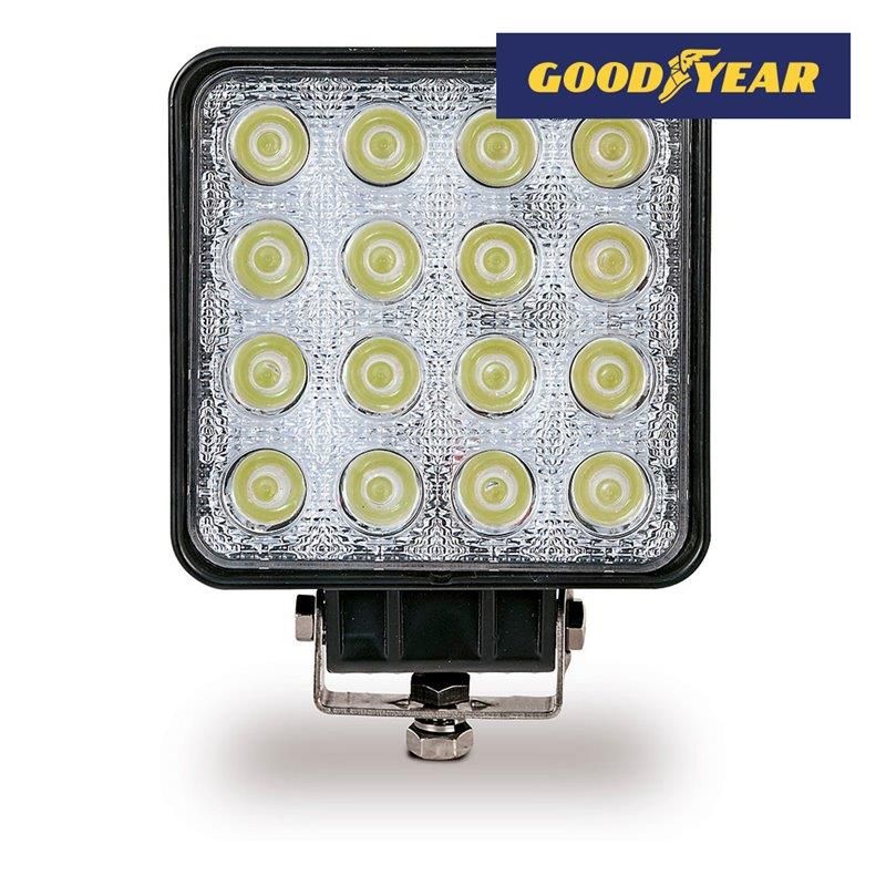 Faro de trabajo 16 led 3500 lm, 10-48v 48w cuadrado goodyear