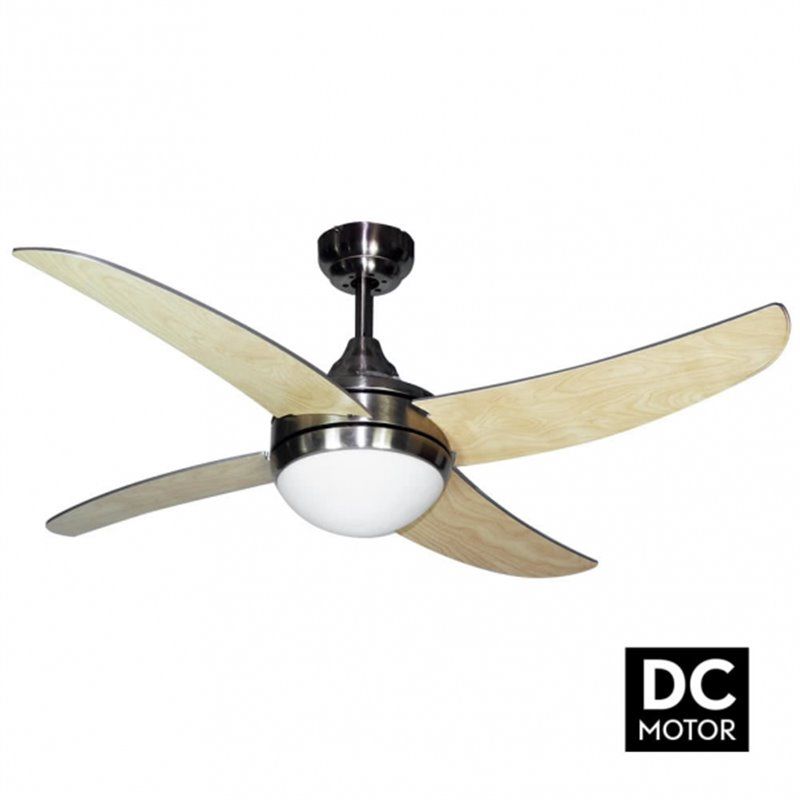 FAB DC072292410 | Ventilador Dc Niquel Osiris 4 Aspas Haya 2xe27  45x116x116 Cm 6 Veloc. C/remoto