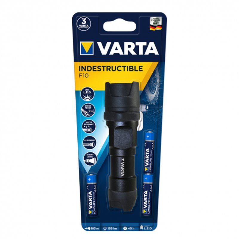 FAB LIN18700101421 | Lanterna LED Varta Ipx4 3xlr03 incluída preta 13,6x4,1d