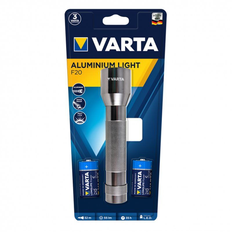 FAB LIN16628101421 | Lanterna LED Varta 2xlr14 incluída alumínio 18,2x4,2d