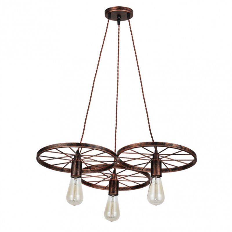 FAB 131893002 | Colgante Mirlo 3xe27  Rueda Marron Oxido Regx60x60 Cm