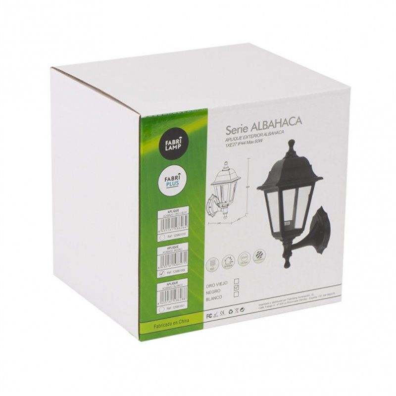 FAB 125861001 | Aplique Exterior Albahaca 1xe27 Blanco Ip44 Policarbonato 35x15x19,7 Cm