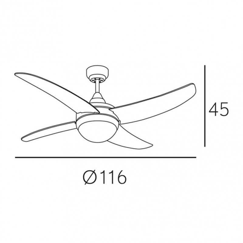 FAB DC072292410 | Ventilador Dc Niquel Osiris 4 Aspas Haya 2xe27  45x116x116 Cm 6 Veloc. C/remoto