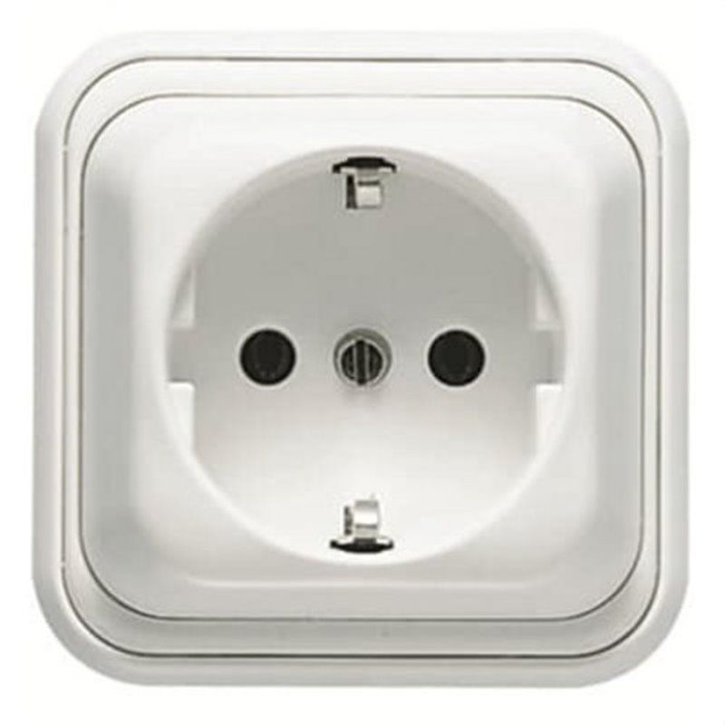 NIESSEN 1588 BL | Base enchufe Over 2P+T lateral Schuko con protector inferior blanco