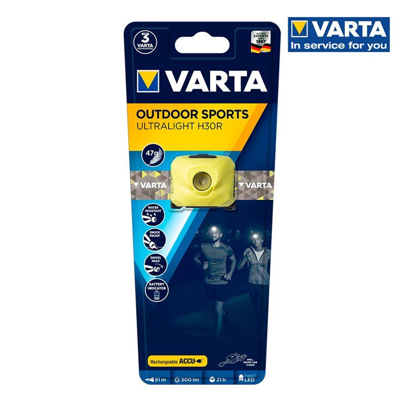 Farol ultraleve amarelo Varta h30r