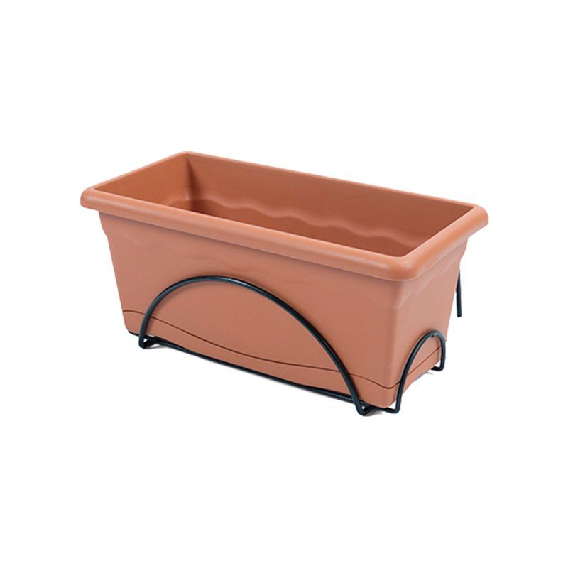 Balconera plato integrado 40x24cm + soporte terracota