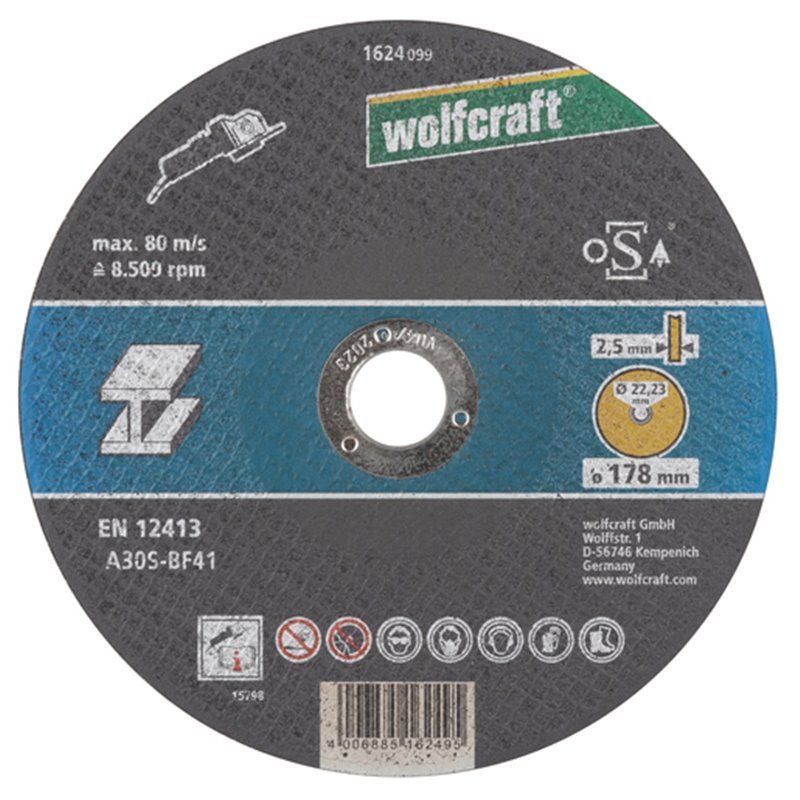 Disco de corte Wolfcraft para metal 230x2,5x22,23mm (1627099)