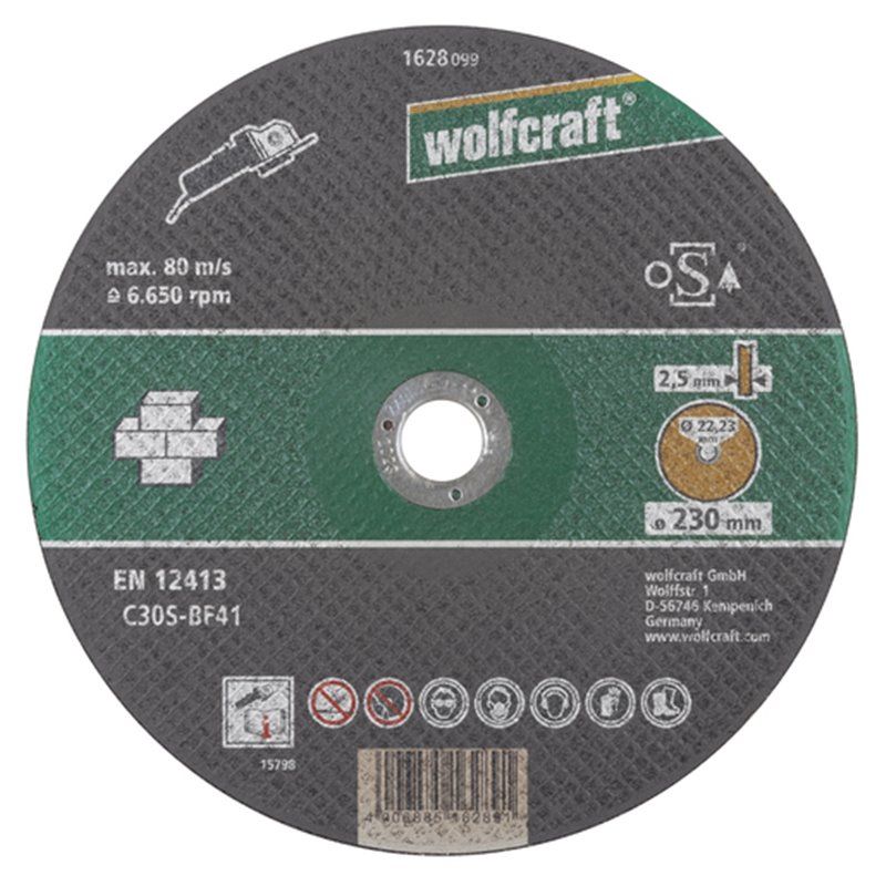 Disco de corte para piedra ø 230 x 2,5 x 22,23mm. 1628099 wolfcraft