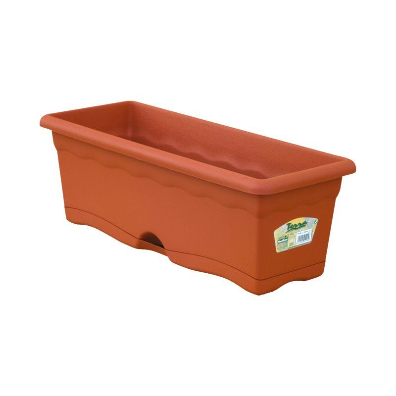 Floreira com Placa Integrada Cor Terracota 60x20x17cm 12L