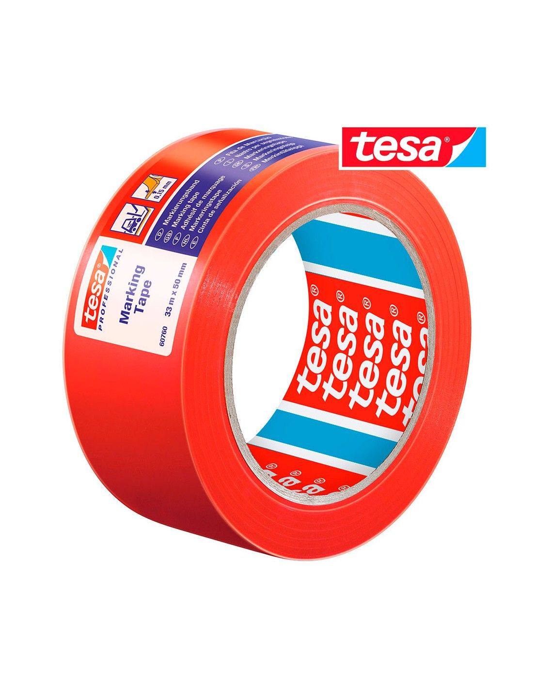 Red adhesive marker tape 33m x 50mm 60760 Tesa