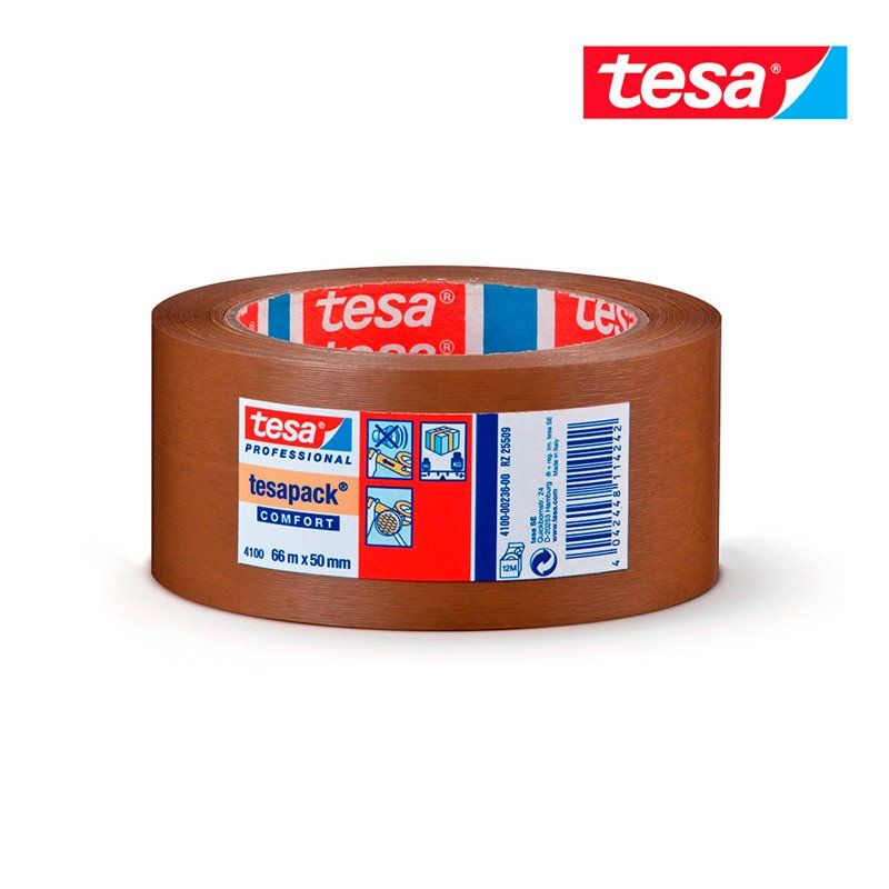 CINTA DE EMBALAR PVC RUGOSO MARRON 66M X 50MM 4100 TESA