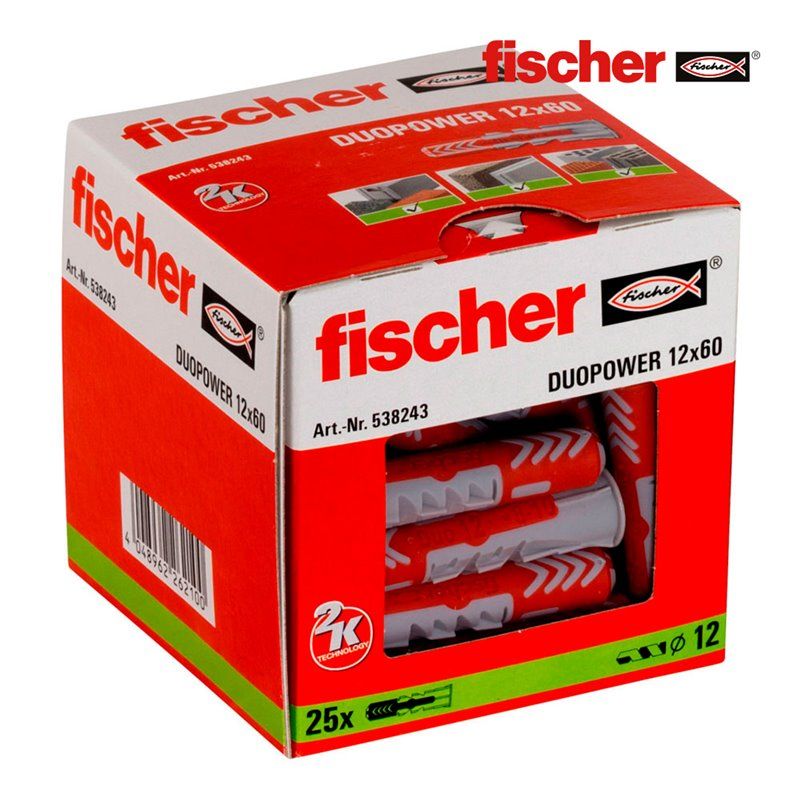 Chuteiras FISCHER DuoPower 12x60 - Pacote 25 unidades 538243