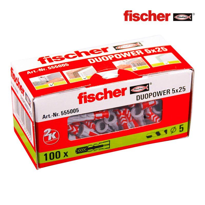 Pacote de 100 pinos de potência duo 5x25 555005 FISCHER