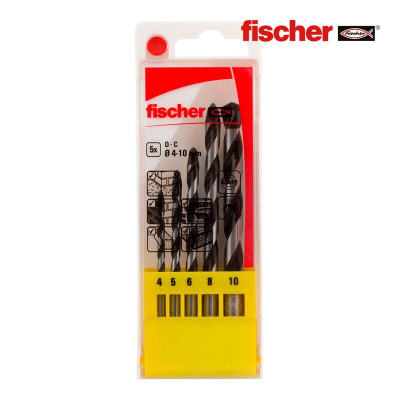 Brocas de Percussão FISCHER E Ø4/5/6/8/10mm - Pacote 5 unidades 536606